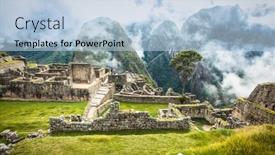 Presentation with america - Presentation theme featuring ancient city of machu picchu in peru south america background and a light blue colored foreground