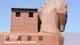  Presentation with horse - Presentation enhanced with ancient city of troy background and a coral colored foreground