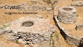  Presentation with ancient ruins - PPT theme consisting of ancient city of troy background and a coral colored foreground