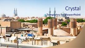  Presentation with ancient iran - Amazing theme having ancient city of yazd iran backdrop and a sky blue colored foreground