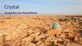  Presentation with ancient iran - Colorful theme enhanced with ancient city of yazd iran backdrop and a light blue colored foreground