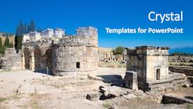  Presentation with roman column - Presentation theme consisting of ancient city ruins north roman background and a teal colored foreground