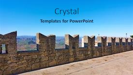  Presentation with ancient - Cool new PPT theme with ancient-city-wall-with-merlons backdrop and a cyan colored foreground