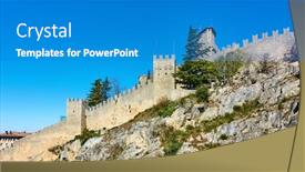  Presentation with ancient - Slide set featuring ancient-city-walls-of-san background and a teal colored foreground