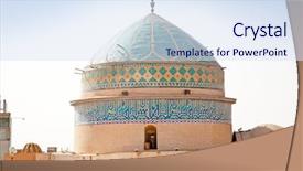  Presentation with mosque iran - Colorful slide deck enhanced with ancient city yazd iran backdrop and a sky blue colored foreground