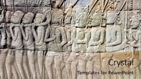  Presentation with civilization - Beautiful presentation theme featuring ancient civilization - bas-relief carved on the wall backdrop and a coral colored foreground
