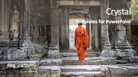  Presentation with cambodia - Cool new presentation theme with ancient civilization - cambodia angkor banteay kdei temple backdrop and a dark gray colored foreground