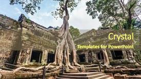  Presentation with classical - Presentation design featuring ancient civilization - classical picture of ta prohm background and a violet colored foreground