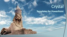  Presentation with ancient civilization - Colorful presentation design enhanced with ancient civilization - egyptian sphinx on blue sky backdrop and a ocean colored foreground
