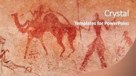  Presentation with civilization - Cool new presentation theme with ancient civilization - famous prehistoric rock paintings backdrop and a coral colored foreground