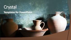  Presentation with clay - Presentation theme enhanced with ancient clay vase indoors background and a ocean colored foreground