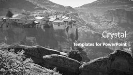  Presentation with ancient greece - Slide deck with ancient-cloisters-of-meteora background and a gray colored foreground
