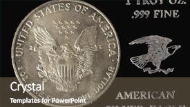  Presentation with silver and gold - Audience pleasing slide deck consisting of rare coins - american silver dollar coin special backdrop and a  colored foreground