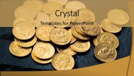  Presentation with economy - Colorful PPT theme enhanced with secret economy - close up of real gold backdrop and a yellow colored foreground