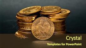  Presentation with economy - Colorful slide set enhanced with secret economy - close up of real gold backdrop and a dark gray colored foreground