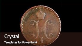  Presentation with metal detector - Amazing theme having old russian coin found with metal detector backdrop and a tawny brown colored foreground