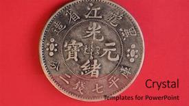  Presentation with silver - Theme consisting of vintage silver chinese 7 mace background and a red colored foreground