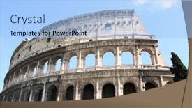  Presentation with rome - Slide set featuring ancient colosseum rome italy summer background and a light blue colored foreground