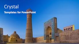  Presentation with city buildings - Amazing theme having ancient-complex-of-buildings backdrop and a cobalt blue colored foreground