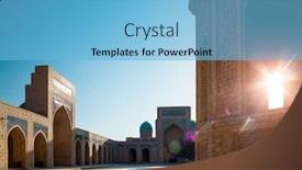  Presentation with uzbekistan - PPT layouts consisting of ancient-complex-of-buildings background and a light blue colored foreground