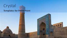  Presentation with city buildings - Slides having ancient-complex-of-buildings background and a teal colored foreground