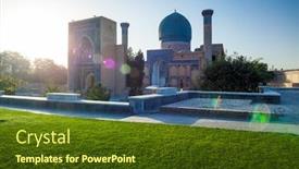  Presentation with uzbekistan - PPT theme consisting of ancient-complex-of-gur background and a tawny brown colored foreground