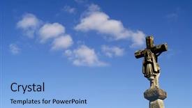  Presentation with ancient cross - PPT theme enhanced with ancient cross in the north background and a light blue colored foreground
