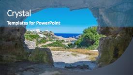  Presentation with caves - Slide set featuring ancient dead - view from the inside background and a teal colored foreground