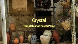  Presentation with pottery - PPT theme consisting of ancient domestic scene with vintage background and a tawny brown colored foreground