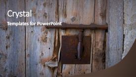  Presentation with iron - Audience pleasing theme consisting of ancient door lock in rusted backdrop and a gray colored foreground
