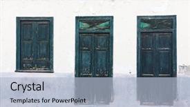  Presentation with ancient history assyria script - Cool new presentation design with ancient doors and shutter window backdrop and a light blue colored foreground