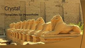  Presentation with ancient egypt - Presentation design featuring ancient egypt statues of sphinx background and a coral colored foreground