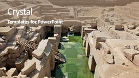  Presentation with ancient egypt temple of hatshepsut - Theme consisting of ancient egyptian gods - osirion temple at abydos egypt background and a coral colored foreground