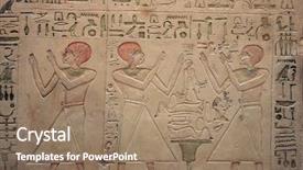 Presentation with ancient egypt - Colorful slide deck enhanced with ancient egyptian gods - old egypt hieroglyphs carved backdrop and a coral colored foreground