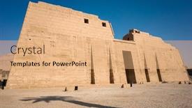  Presentation with mortuary - PPT theme having ancient-egyptian-temple-medinet-habu background and a coral colored foreground