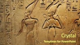  Presentation with egyptian - Colorful theme enhanced with ancient egyptian writing on stone backdrop and a tawny brown colored foreground