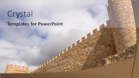 Presentation with ancient - Colorful presentation design enhanced with ancient-fortification-of-avila-castile backdrop and a light gray colored foreground