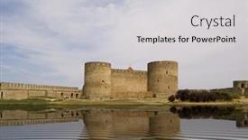  Presentation with reflection - Presentation design enhanced with ancient-fortress-lake-reflection background and a light gray colored foreground