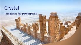  Presentation with ancient israel - Cool new PPT theme with ancient fortress masada dead sea backdrop and a sky blue colored foreground