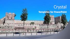  Presentation with istanbul - PPT layouts consisting of ancient-fortress-wall-of-belgradkapi background and a cobalt blue colored foreground