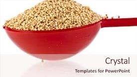  Presentation with close up of cereal granola - Slide set enhanced with ancient free - amaranth popping grain cereal background and a sky blue colored foreground