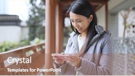  Presentation with chinese board game go - Amazing PPT theme having ancient games - asian woman play game backdrop and a coral colored foreground