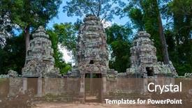  Presentation with cambodia - PPT theme enhanced with ancient gates on the way to preah khan temple siem reap cambodia background and a violet colored foreground