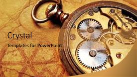  Presentation with ancient - Presentation enhanced with ancient gears on the old background and a gold colored foreground