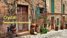  Presentation with ancient greece - Beautiful slide set featuring ancient greece - charming streets of old mediterranean backdrop and a tawny brown colored foreground