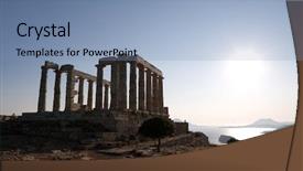  Presentation with ancient greek - Theme enhanced with ancient greece - greek temple of poseidon background and a light blue colored foreground