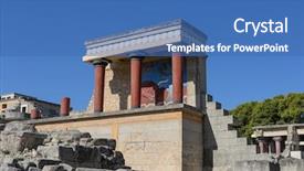  Presentation with ancient greece - Theme with ancient greece - north entrance of knossos palace background and a teal colored foreground