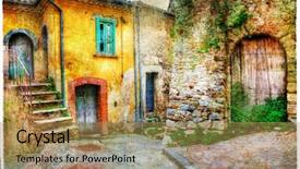  Presentation with ancient greece - Slides enhanced with ancient greece - old streets of medieval villages background and a coral colored foreground