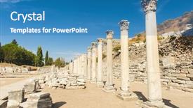  Presentation with greek columns - Colorful presentation design enhanced with ancient greek city of ephesus backdrop and a  colored foreground