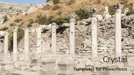  Presentation with greek columns - Presentation design featuring ancient greek city of ephesus background and a soft green colored foreground